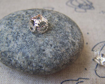 Accessories - 100 Pcs Of Silver Tone Iron Filigree Bead Caps 8mm A2269