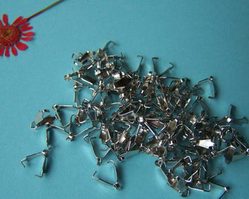 Accessories - 100 Pcs Of Silvery Gray Nickel Tone Bails 8mm A2120