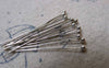 Accessories - 100 Pcs Of Silvery Gray Nickel Tone Brass Ball End Headpin - 25G - 30mm A7287
