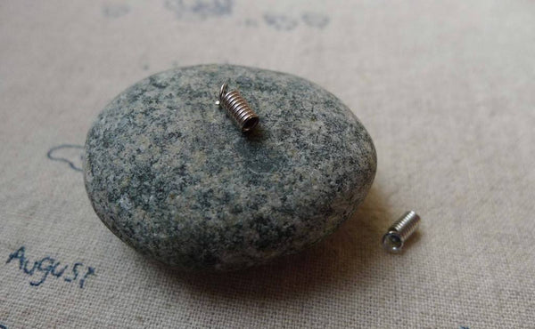 Accessories - 100 Pcs Of Silvery Gray Steel Spring Necklace Head Spring Coil Cord End Connector 3x6mm A5549