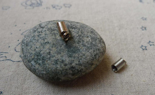 Accessories - 100 Pcs Of Silvery Gray Steel Spring Necklace Head Spring Coil Cord End Connector 4.5x9mm A5542