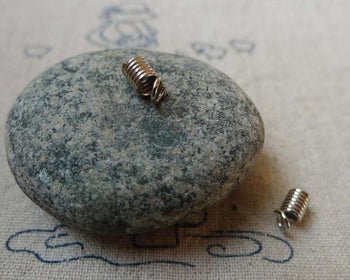Accessories - 100 Pcs Of Silvery Gray Steel Spring Necklace Head Spring Coil Cord End Connector 4x8mm A5543
