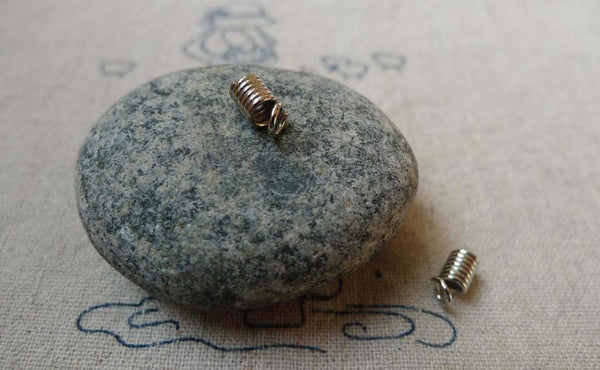 Accessories - 100 Pcs Of Silvery Gray Steel Spring Necklace Head Spring Coil Cord End Connector 4x8mm A5543