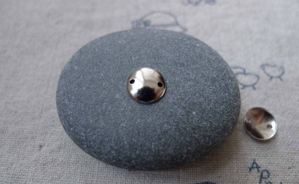 Accessories - 100 Pcs Of Silvery Gray Tone Brass Curved Disc Connectors 8mm A7697