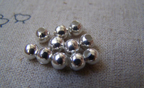 Accessories - 100 Pcs Silver Finish Smooth Round Iron Metallic Beads Ball Size 5mm A4975