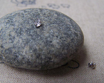 Accessories - 100 Pcs Silver Gray Nickel Tone Brass Clamshell Bead Tips 4mm For Bead Chain Sized 1.2mm-1.5mm A2297