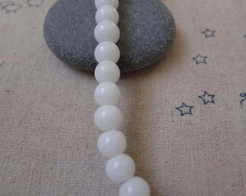 Accessories - 11.8 Inches Strand (50pcs) Of Milky White Plastic Round Acrylic Beads 6mm  A7487