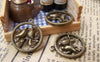 Accessories - 15 Pcs Of Antique Bronze Two Love Birds Round Ring Charms 20mm A303