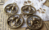 Accessories - 15 Pcs Of Antique Bronze Two Love Birds Round Ring Charms 20mm A303