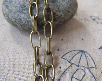 Accessories - 16 Ft (5m) Antique Bronze Chunky Embossed Textured Cable Chain 5x9mm A4427