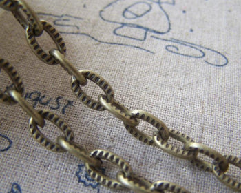 Accessories - 16 Ft (5m) Antique Bronze Steel Chunky Embossed Textured Cable Chain  5.5x9mm A4422