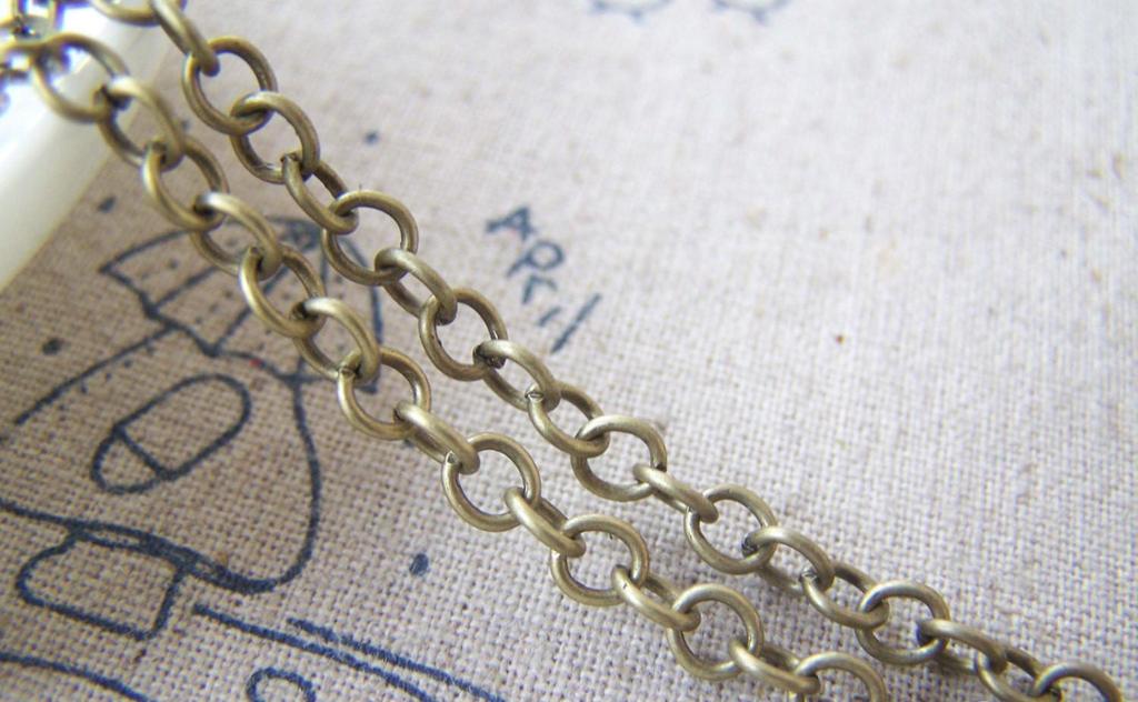 Accessories - 16 Ft (5m) Of Antique Bronze Steel Round Cable Link Chain 4x4.5mm A4431