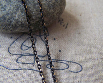 Accessories - 16 Ft (5m) Of Black Textured Brass Oval Cable Chain 1.5x2.2mm A4414