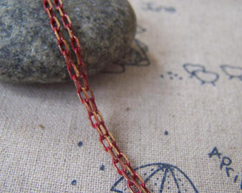 Accessories - 16 Ft (5m) Of Red Textured Brass Oval Cable Chain  2x4mm A4416