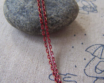 Accessories - 16 Ft (5m) Textured Brass Chain Dark Red Oval Link 1.5x2.2mm A4420