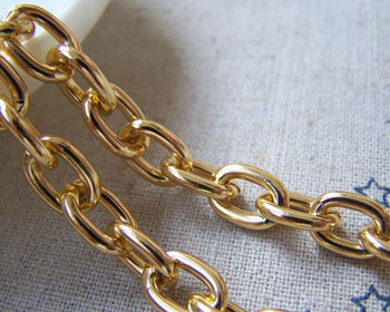 Accessories - 16ft (5m) Gold Tone Aluminium Oval Cable Chain With Unsoldered Links 7x10mm A5070