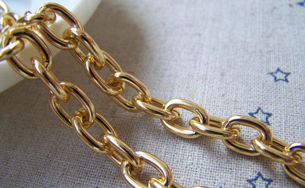 Accessories - 16ft (5m) Gold Tone Aluminium Oval Cable Chain With Unsoldered Links 7x10mm A5070