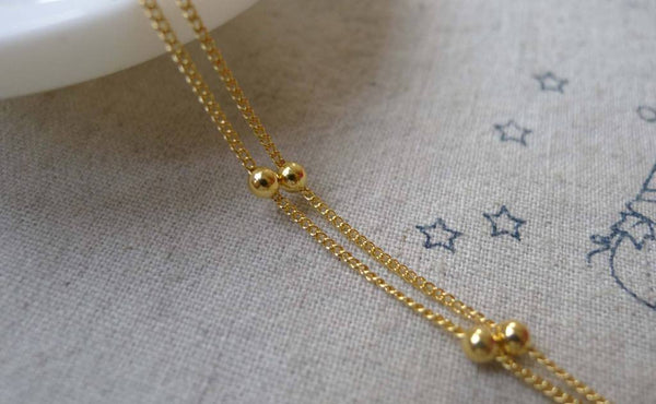 Accessories - 16ft (5m) Imitation Gold Tone Brass Satellite Chain Bead Ball Curb Chain 1.2mm A7322