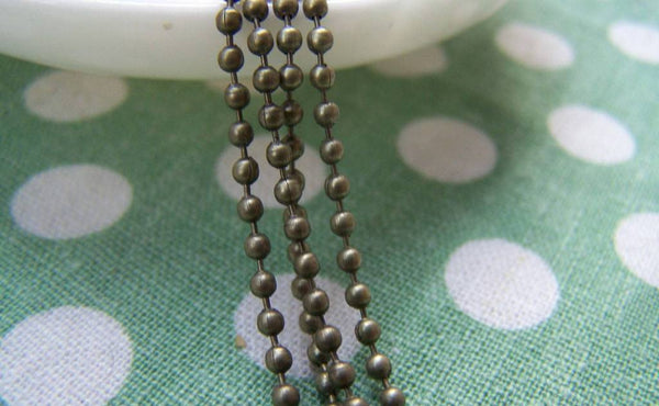 Accessories - 16ft (5m) Of Antique Bronze Brass Bead Chain 2mm A2722