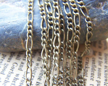 Accessories - 16ft (5m) Of Antique Bronze Brass Figaro Chain Link 2.5x6mm A2023