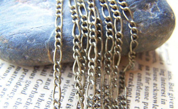 Accessories - 16ft (5m) Of Antique Bronze Brass Figaro Chain Link 2.5x6mm A2023