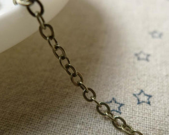 Accessories - 16ft (5m) Of Antique Bronze Brass Flat Oval Cable Chain 2.8x3.2mm A6428
