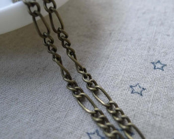 Accessories - 16ft (5m) Of Antique Bronze Steel Figaro Chain Link 3.6x8mm A7594