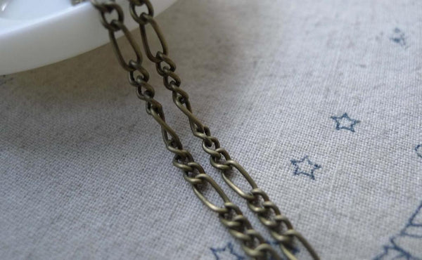 Accessories - 16ft (5m) Of Antique Bronze Steel Figaro Chain Link 3.6x8mm A7594