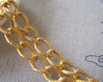 Accessories - 16ft (5m) Of Gold Plated Aluminium Textured Thick Curb Chain Unsoldered Links 7x10mm A4642