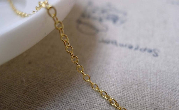 Accessories - 16ft (5m) Of Gold Tone Brass Oval Cable Chain Link 2mm A6095
