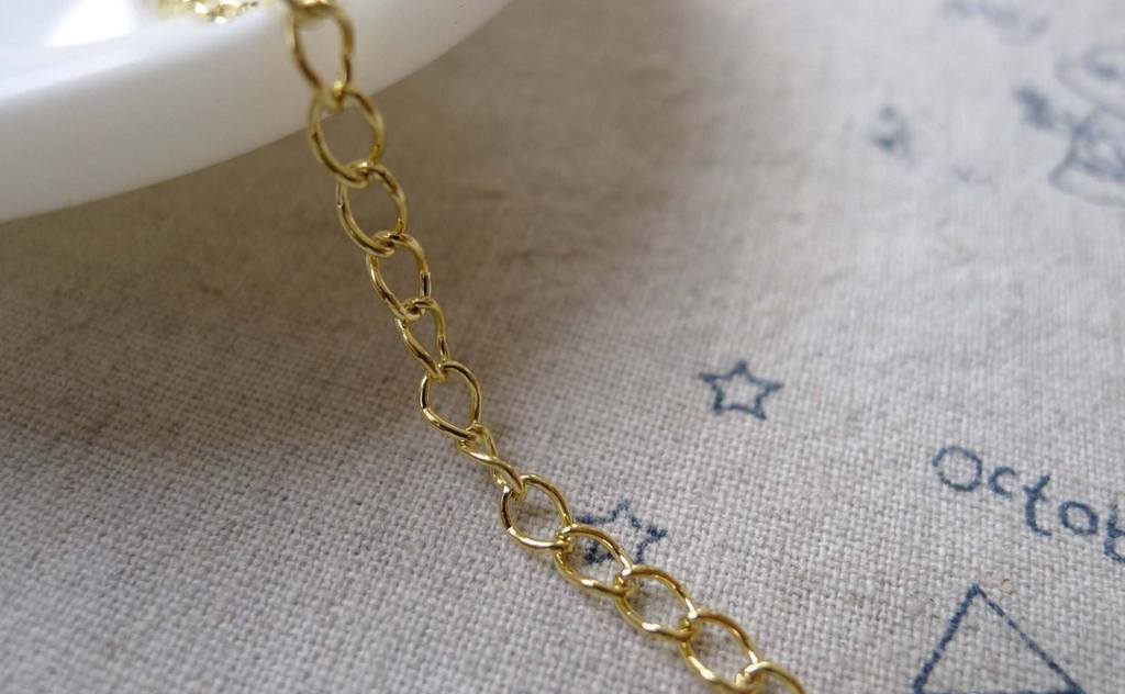 Accessories - 16ft (5m) Of Gold Tone Extension Chain Curb Chain Link Size 3.2x5.5mm  A7002