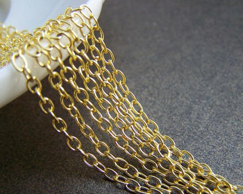 Accessories - 16ft (5m) Of Gold Tone Steel Oval Cable Chain Link 1.6mm A2734