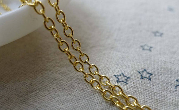Accessories - 16ft (5m) Of Gold Tone Steel Oval Cable Thick Chain Link 2.6mm A6721