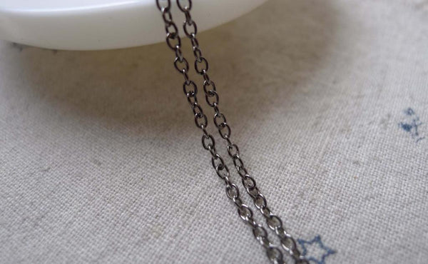 Accessories - 16ft (5m) Of Gunmetal Black Steel Oval Cable Chain Link 1.6mm A7229