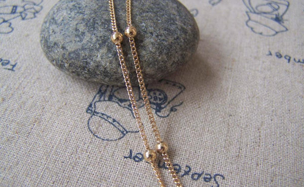 Accessories - 16ft (5m) Of KC Gold Rose Gold Tone Brass Satellite Chain Bead Ball Curb Chain 1.2mm A4592