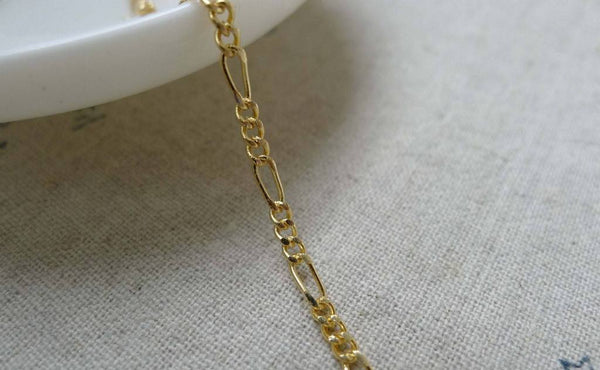 Accessories - 16ft (5m) Of Non Tarnish 16K Gold Tone Brass Figaro Chain 2.5x6mm A5933