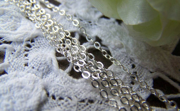 Accessories - 16ft (5m) Of Platinum White Gold Tone Brass Flat Oval Cable Chain Link 2mm A2004