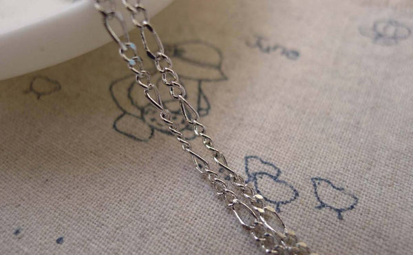 Accessories - 16ft (5m) Of Platinum White Tone Brass Figaro Chain Link 2.5x6mm A7441