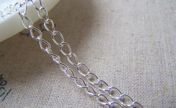 Accessories - 16ft (5m) Of Silver Color Steel Curb Chain 3.2x5.5mm Unsoldered Links A4955