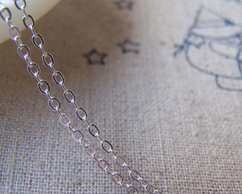 Accessories - 16ft (5m) Of Silver Tone Brass Flat  Link Oval Cable Chain 1.5mm A2006