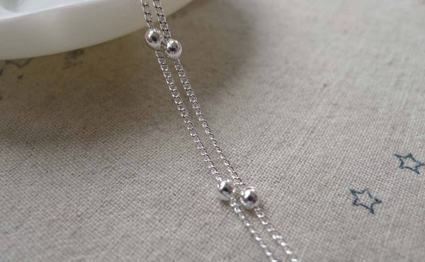 Accessories - 16ft (5m) Of Silver Tone Brass Satellite Chain Bead Ball Curb Chain 1.2mm A7115