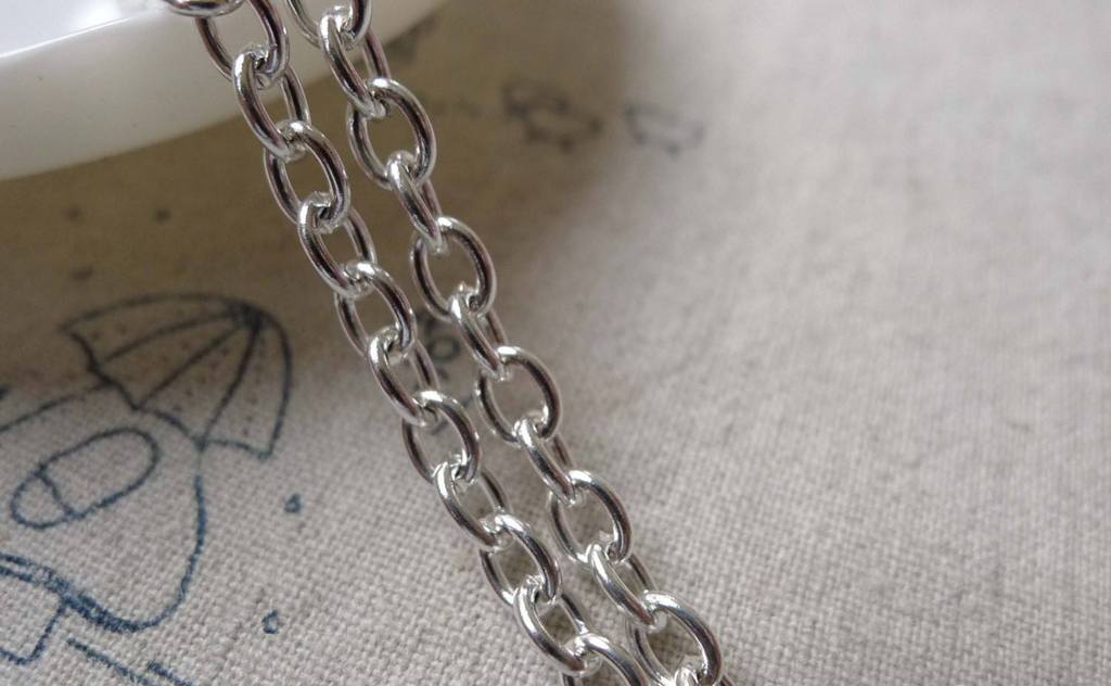 Accessories - 16ft (5m) Of Silver Tone Iron Round Oval Chain  Link 4.5x6mm A5886