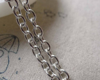 Accessories - 16ft (5m) Of Silver Tone Iron Round Oval Chain  Link 4.5x6mm A5886