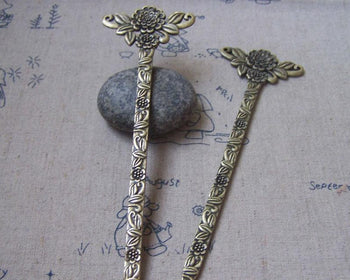 Accessories - 2 Pcs Antique Bronze Round Flower Hook Bookmarks 42x134mm A4918