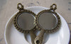 Accessories - 2 Pcs Antique Bronze Traditional Round Glass Mirror Pendant 37x68.5mm A2967