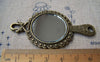 Accessories - 2 Pcs Antique Bronze Traditional Round Glass Mirror Pendant 37x68.5mm A2967