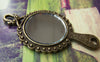 Accessories - 2 Pcs Antique Bronze Traditional Round Glass Mirror Pendant 37x68.5mm A2967