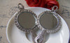 Accessories - 2 Pcs Antique Silver Traditional Round Glass Mirror Pendant 37x68.5mm A2966