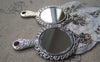 Accessories - 2 Pcs Antique Silver Traditional Round Glass Mirror Pendant 37x68.5mm A2966