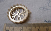 Accessories - 2 Pcs Matte Gold Tone Brass Filigree Round Base Settings Match 25mm Cameo  A7166